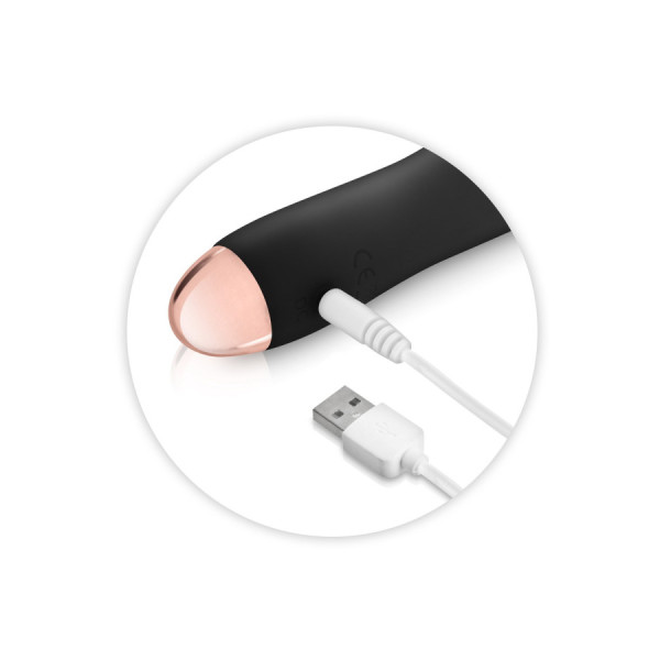 Vibromasseur noir 7 vitesses USB tête strié 